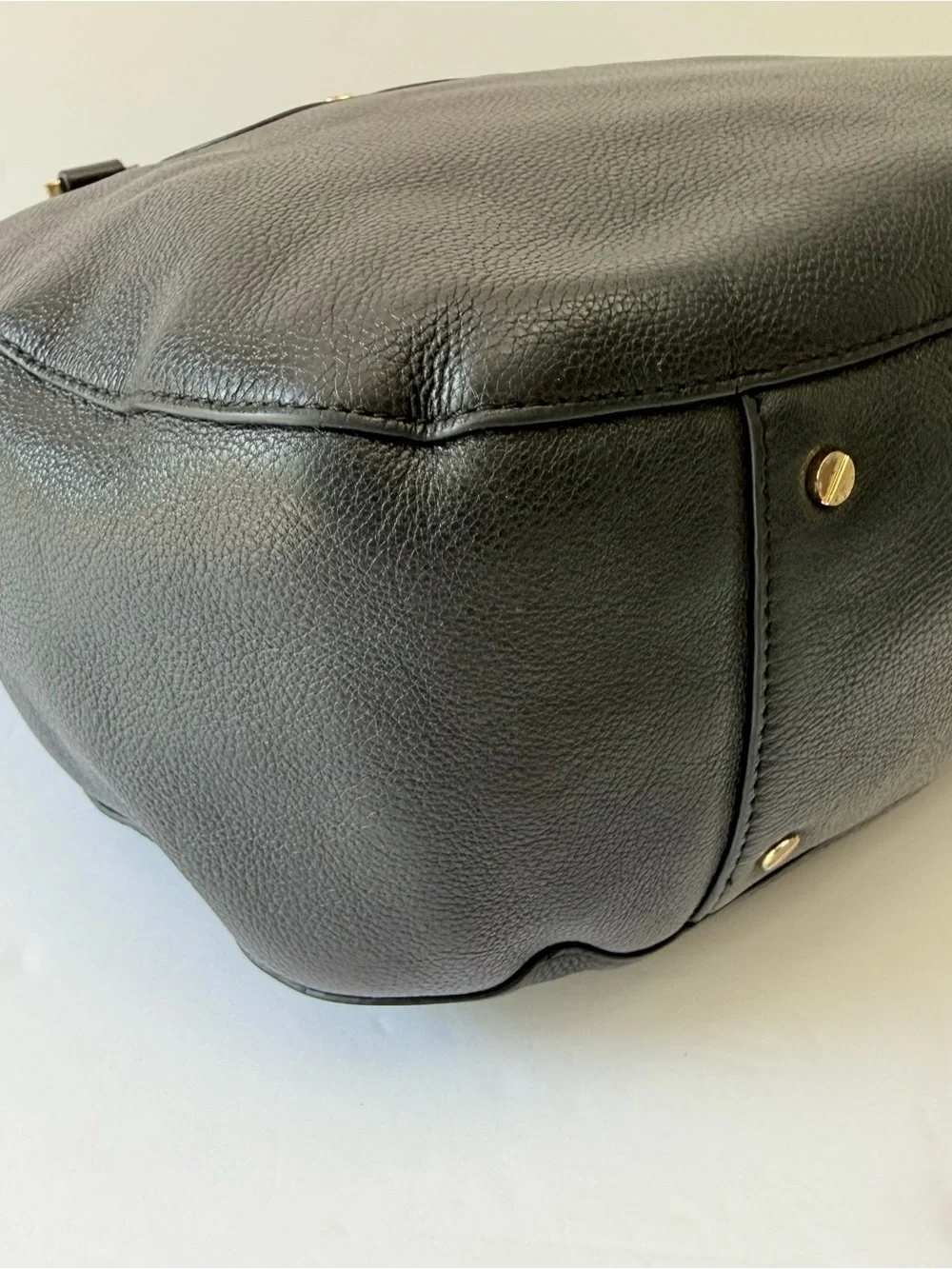 Tory Burch Amanda Large Black Pebbled Leather Tote Shoulder Bag Gold Hardware